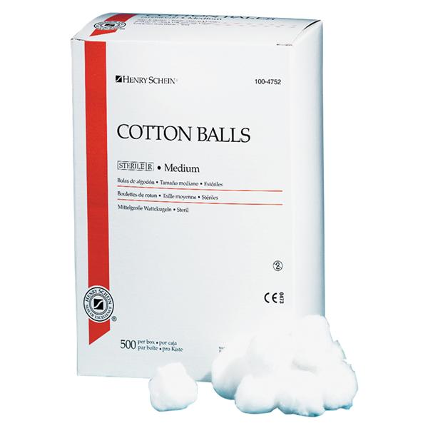 Cotton Ball Sterile Medium 500/Bx, 8 BX/CA