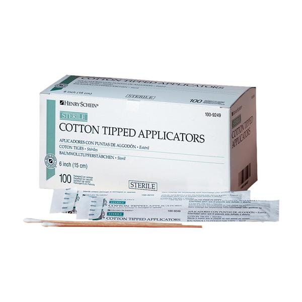 Applicator Cotton Tipped Sterile 6 in Wood Handle 100Pks/2, 10 BX/CA