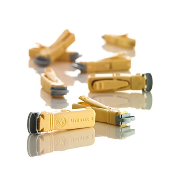 Lancet Unistik 3 23gx1.8mm Medium Flow Sterile Yellow Incision Device 100/Bx