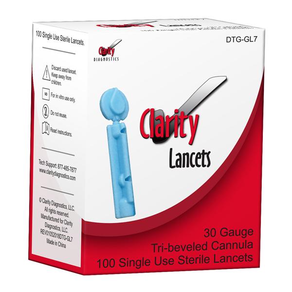 Lancet Clarity 30g Sterile Blue Incision Device 100/Bx