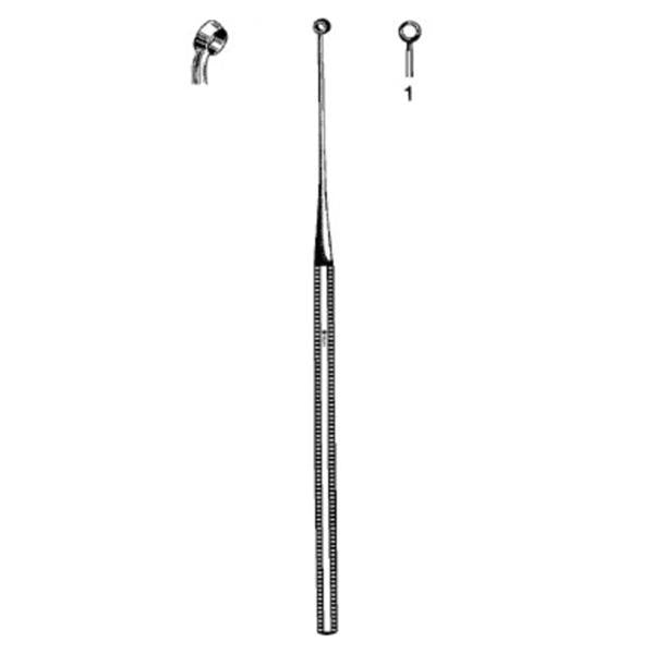 Curette Ear Buck #1 Sharp Round Tip Angled Stainless Steel Reusable Ea