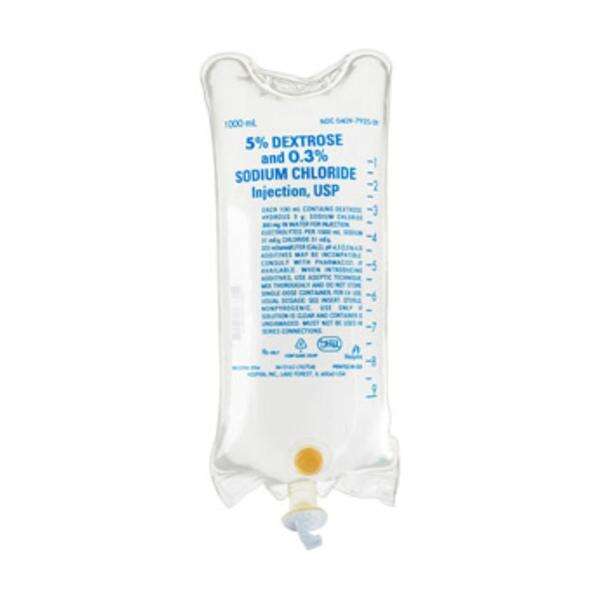 Dextrose 5%/Sodium Chloride 0.3% Injection Solution 1000mL Strl Flx Cntnr 12/Ca