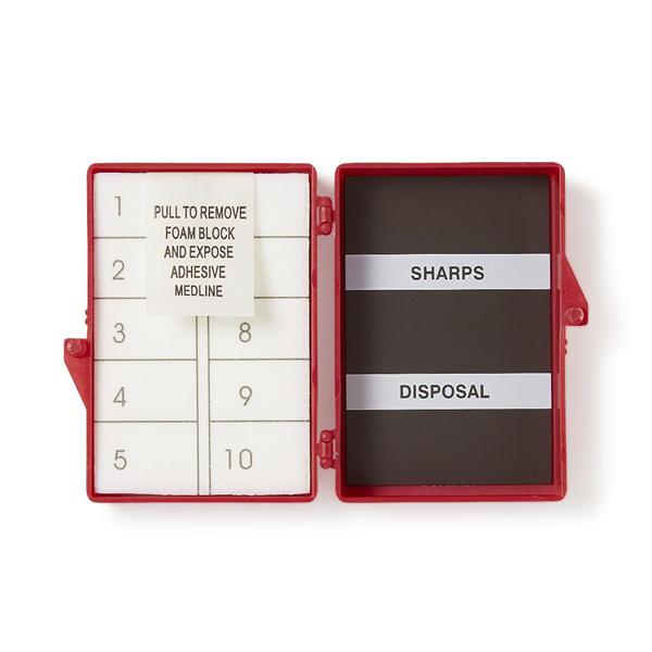 Counter Needle Foam Block/Magnet 10 Count Red Sterile 96/Ca