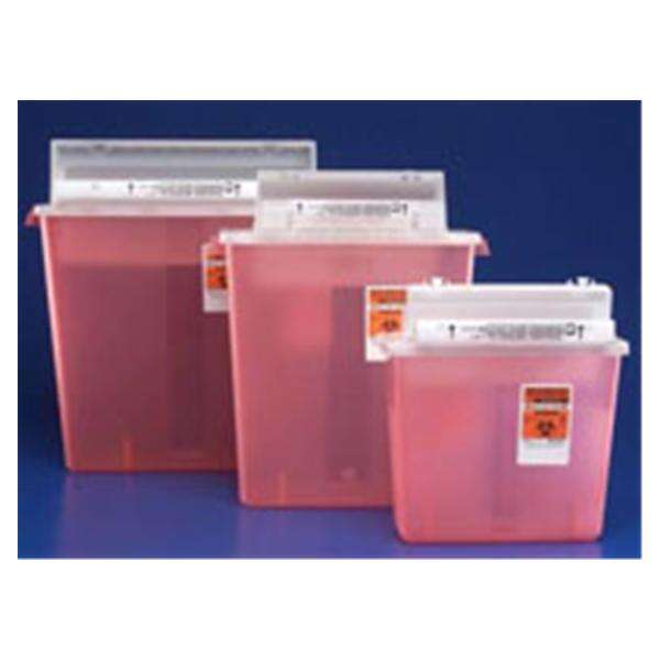 Container Sharps 5qt Polypropylene Horizontal Drop Translucent Red 20/Case