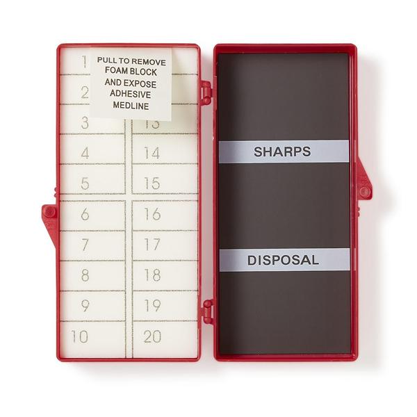 Counter Needle Foam Block/Magnet 20 Count Red Sterile 64/Ca