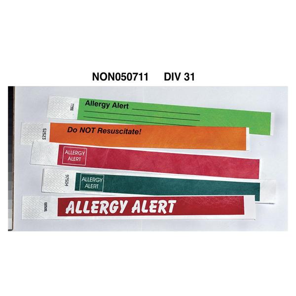 Wristband Tyvek Red Allergy Alert 500/Box