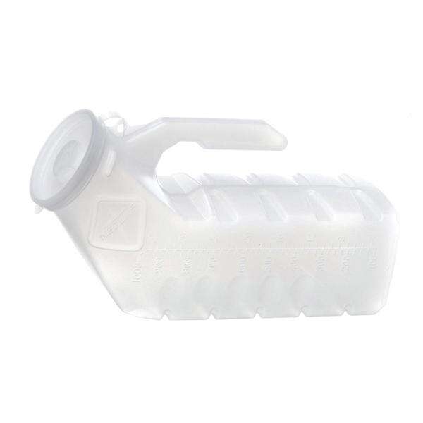 Urinal Patient 32oz Translucent Plastic Male With Handle/Lid 12/Ca