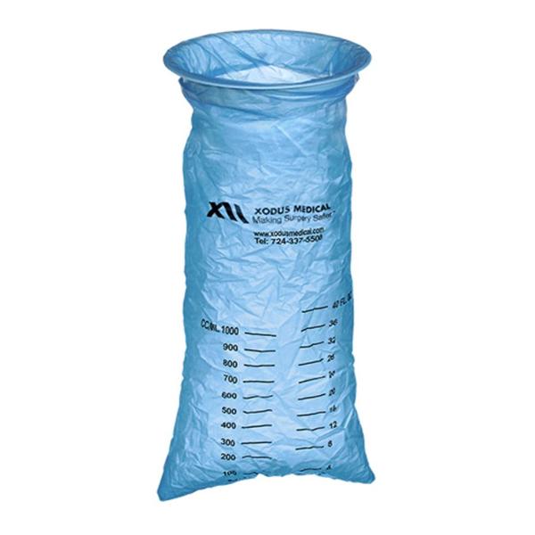 Xodus Medical Bag Emesis 40oz Twist Tie Closure Plastic Blue Graduations Non-Sterile 144/Bx