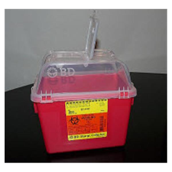 Container Sharps 2gal Plastic Red/Clear 24/Case