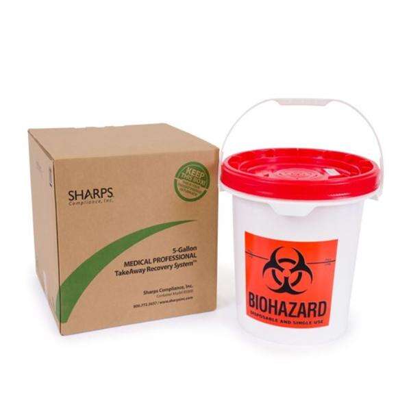 Mailer System Sharps TakeAway Recovery System 5gal Plastic Red/White Ea
