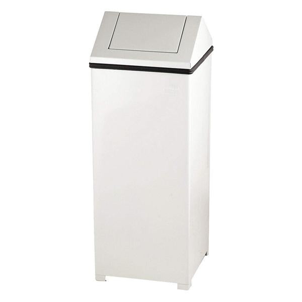 Can Trash WasteMaster Nyl/SS 16gal Hinge/Swing Lid Sky White Square Each