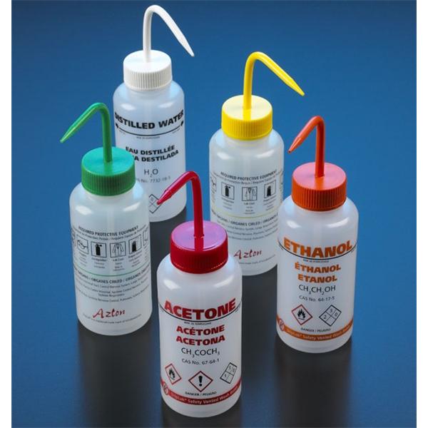 Wash Bottle Methanol LDPE 500mL Green 5/Pk