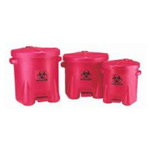 Container Biohazard Eagle HDPE 14gal Step-On Pedal Lid Red/Black Round Each