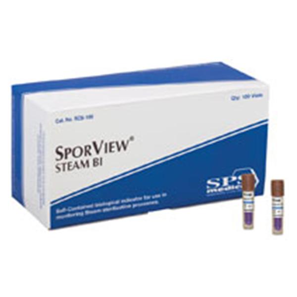Biological Indicator Self Contained SporView Steam 24 Hour Latex Free 100/Bx