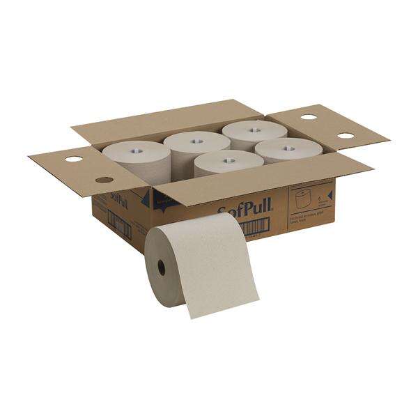 Towel Roll Hardwound SofPull 1 Ply 40% Recycled Fiber 7.87x1000 White 6/Ca