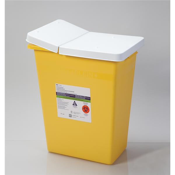 Container Sharps ChemoSafety 8gal PP SnpOn Clsr/Lk Rtr White/Yellow Each