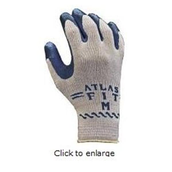 Gloves General Purpose Atlas Fit 300B Knt Ctn/Ltx Plm Ctng Lg Gr/Blk 12/Pk