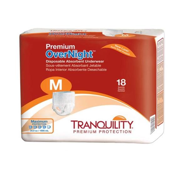 Underwear Tranquility Premium Adult Unsx Md 34-48 Hvy Odor Reduction White 72/Ca