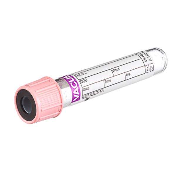 Tube Venous Blood Collection Vacuette 4mL 13x75mm Plstc K3EDTA Pnk/Blk 1200/Case