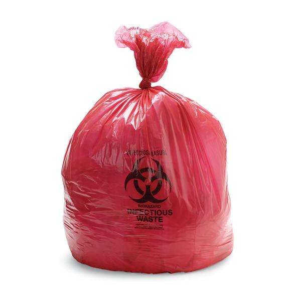 Bag Biohazard 10gal LDPE 1-1/2mil Twist Tie Closure Flat Pack 24x26