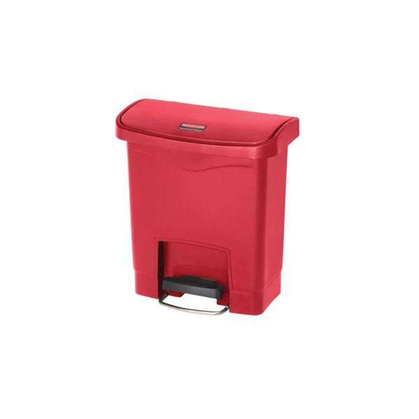 Can Trash Slim Jim Resin 4gal Step-On Pedal Red Rectangle Each