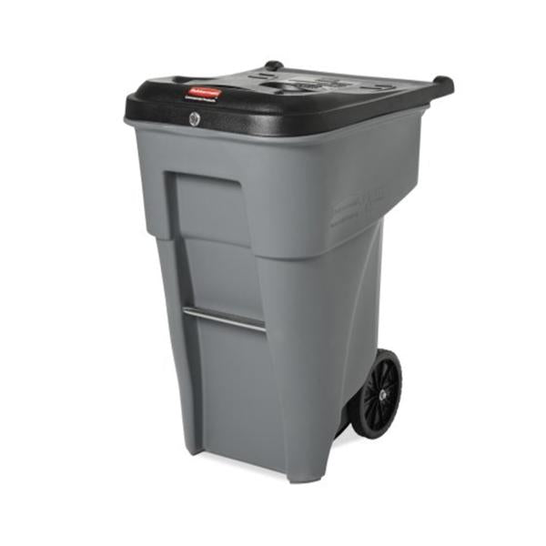 Can Trash Brute Resin 65gal Hinge/Rollout Lid Gray Square Ea