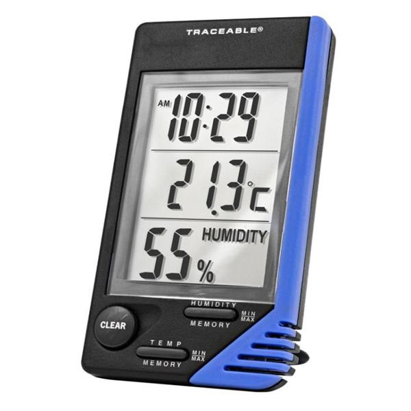 Traceable Thermometer/Clock/Humiditiy Monitor ABS 0 to 50°C/32 to 122°F Ea