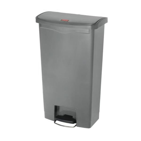 Can Trash Slim Jim Rsn 18gal Step-On Pedal Hinge Lid Frnt Stp Gry Rectangle Each