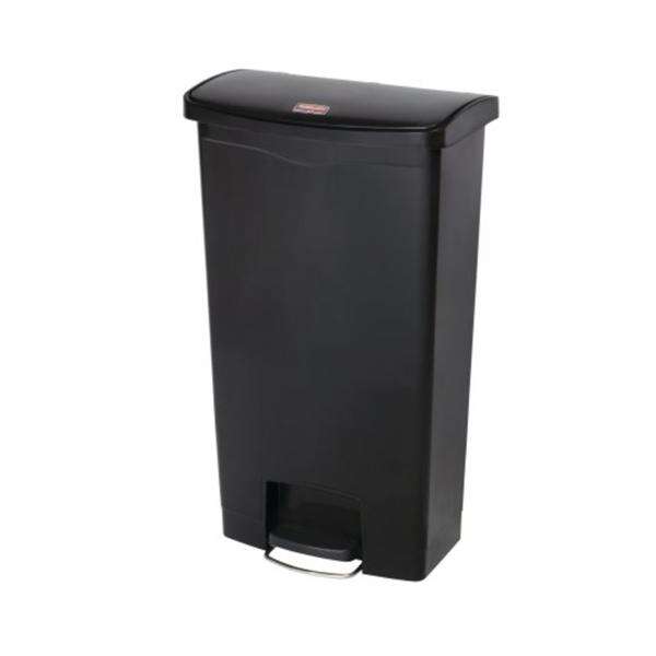 Can Trash Slim Jim Rsn 18gal Step-On Pedal Hinge Lid Frnt Stp Blk Rectangle Each