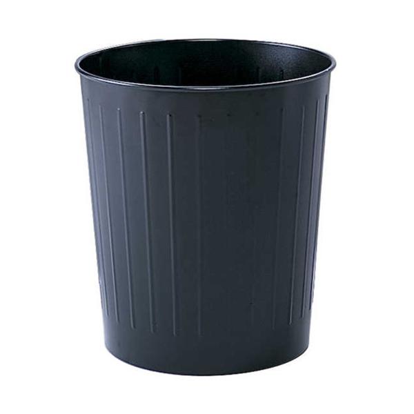 Can Trash Powder-Coated Steel 23.5qt No Lid Black Round 6/Ca