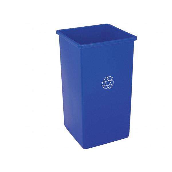 Can Trash Plastic 25gal No Lid Blue Square Ea