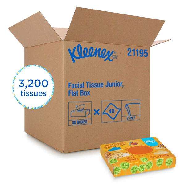 Tissue Kleenex White Junior Box 2 Ply 40/Bx, 80 BX/CA