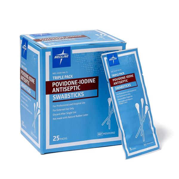 Swabstick Surgical Prep Aplicare Povidone Iodine 10% 3's 25/Bx, 10 BX/CA