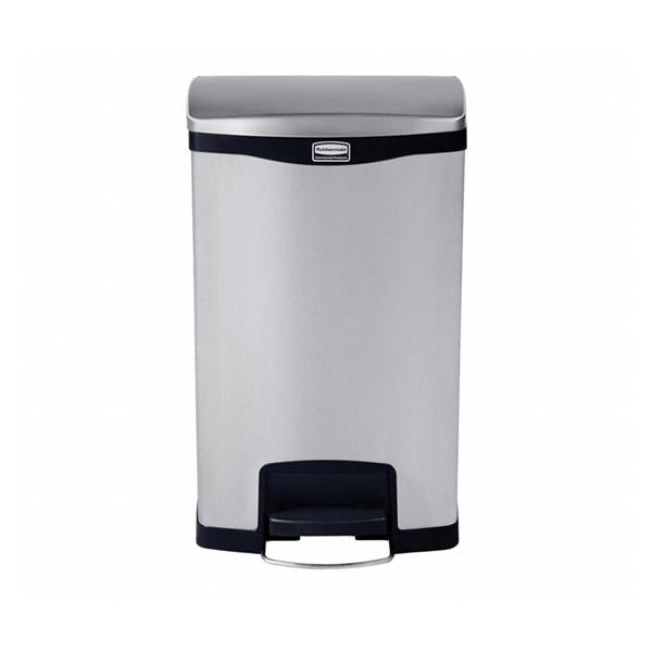 Can Trash Slim Jim SS 13gal Step-On Pedal Hinge Lid Frnt Stp Black Rectangle Ea