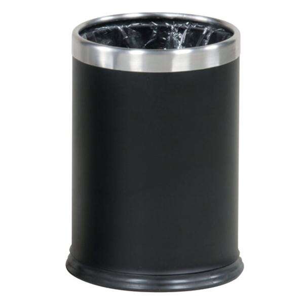 Can Trash Hide-A-Bag Metal 14qt Open Lid Black Ea