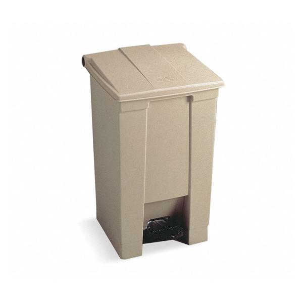 Can Trash HDPE 23gal Step-On Pedal Integrated Lid Beige Rectangle Ea