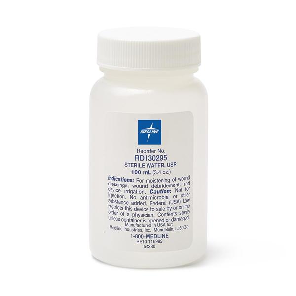 Water Irrigation Solution 100mL Sterile Plastic Pour Bottle 48/Ca