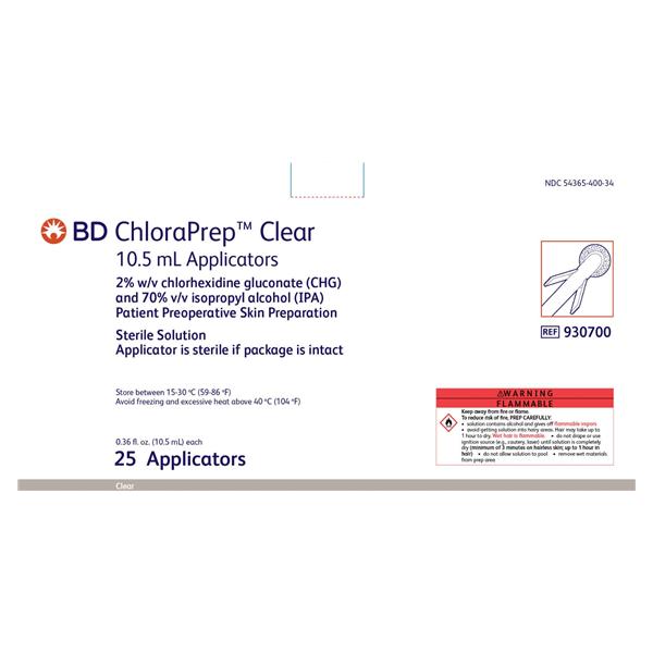 Applicator Prep ChloraPrep CHG/Alc .025x13-1/8 10.5mL Clr 25/Bx 4 BX/CA