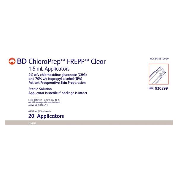 Applicator ChloraPrep CHG 2%/Isopropyl Alcohol 70% 1.5mL Clear 20/Bx, 25 BX/CA