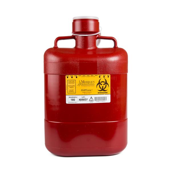 Container Sharps 10qt Large Polypropylene Locking Cap Red/Black Ea, 12 EA/CA