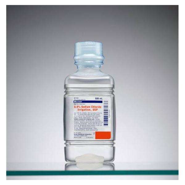 Sodium Chloride 0.9% Irrigation Solution 500mL Sterile Plastic Pour Bottle BT, 18 BT/CA
