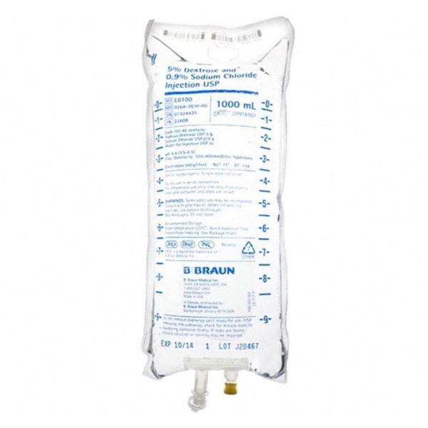 Dex5/Sod Cl.9 IV Injection Solution 1000 DEHPfr Strl Plstc Inj Cntnr Bg, 12 BG/CA