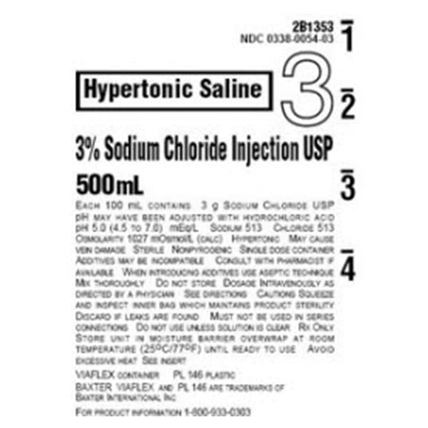 Sodium Chloride 3% Injection Solution Viaflex 500mL Strl Vflx Cntnr 24/Ca
