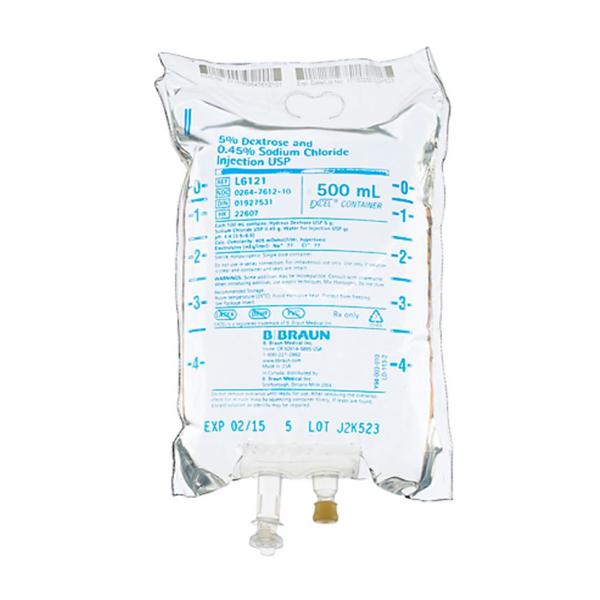 Dex 5/Sod Cl.45 IV Injection Solution 500 DEHPfr Strl Plstc Cntnr 500ml/Bg, 24 EA/CA