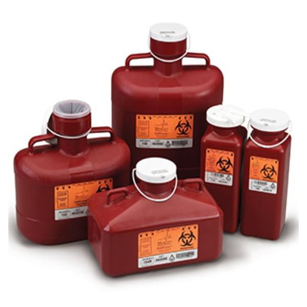 Container Sharps 4.7qt Rectangular Polypropylene Locking Cap Red/Black Ea