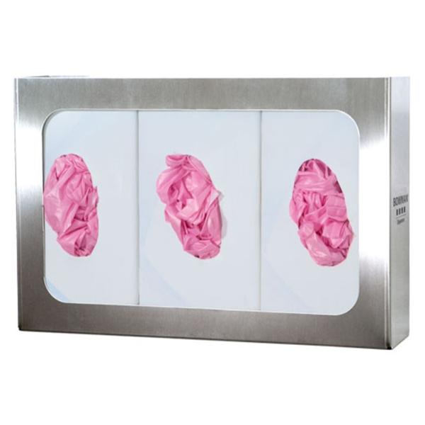 Glove Box Holder Stainless Steel Triple Gray Ea