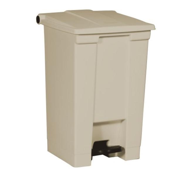 Can Trash Plastic 12gal Step-On Pedal Integrated Lid Beige Rectangle EA