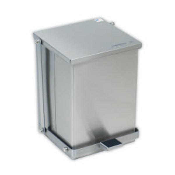Can Trash SS 8gal Step-On Pedal Full-Width Hinge Lid Silver Square Each