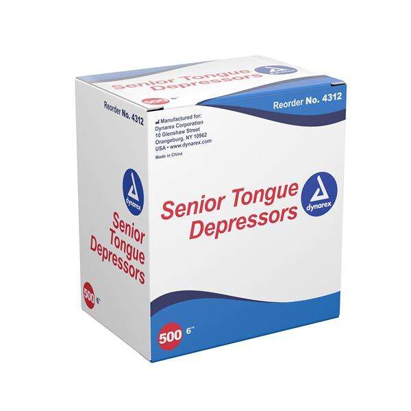 Tongue Depressor Wood Non Sterile Senior 500/Bx, 10 BX/CA