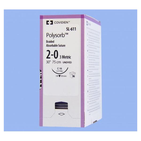 Suture 2-0 Polyester C-16 Polysorb Undyed 30